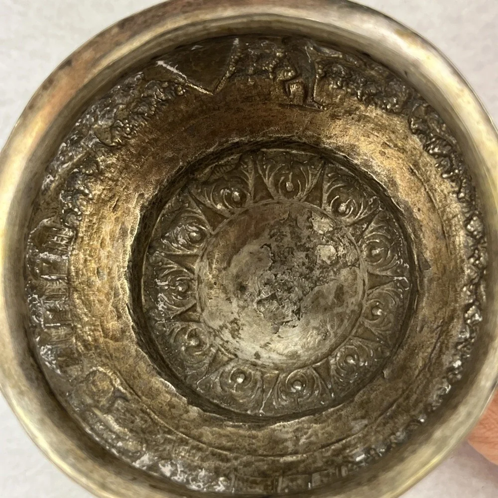 Antique Tibetan Tibet Buddhist Silverplate Yak Butter Lamp Cup , 5.5x3.5